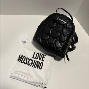 Love Moschino Black Heart-Pattern Backpack